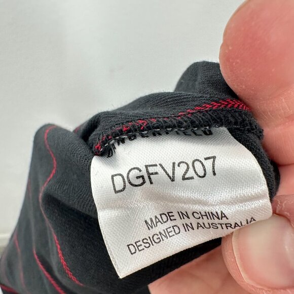 NWT Dangerfield Black and Red Striped, Zippered, A-Line Super Cute Goth Dress - Picture 4 of 13